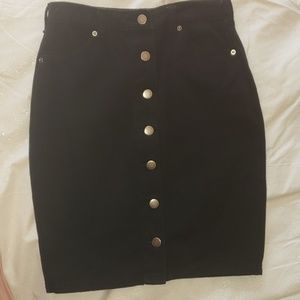 Black denim skirt